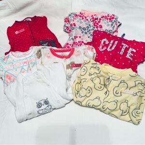Fleece Onesies for baby girl! Bundle 7 assorted onesies: sizes NB, 0-3mo, 3-6 mo